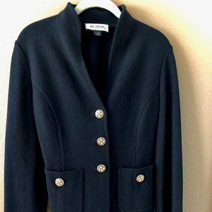 ST. JOHN Black Santana Knit Jacket Blazer
